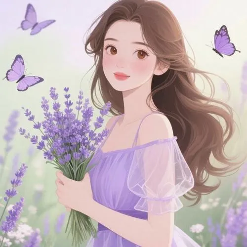 Ảnh profile tím pastel dễ thương với bố cục thoáng