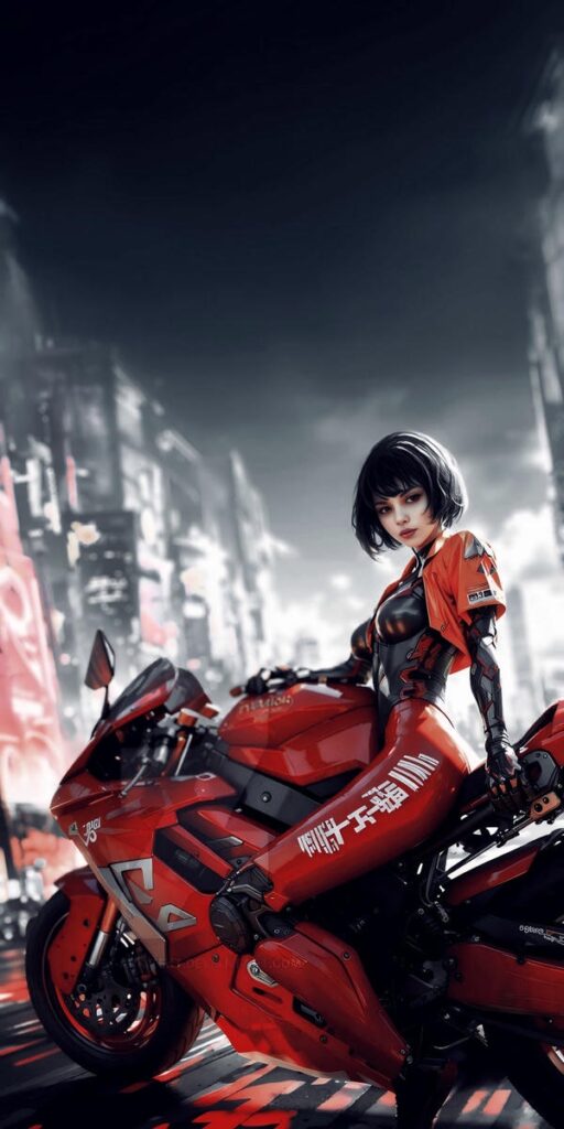 Anime gái xinh chạy mô tô ngầu