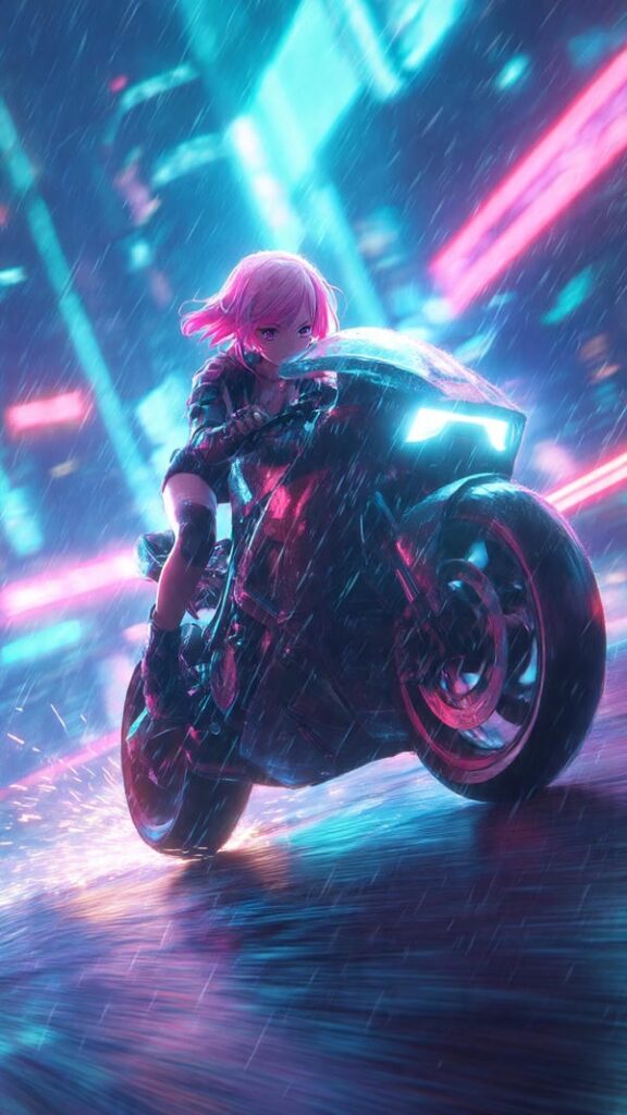 Anime gái xinh chạy xe phân khối