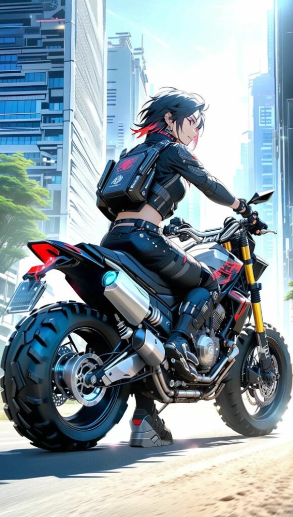 Anime gái xinh phong cách mô tô