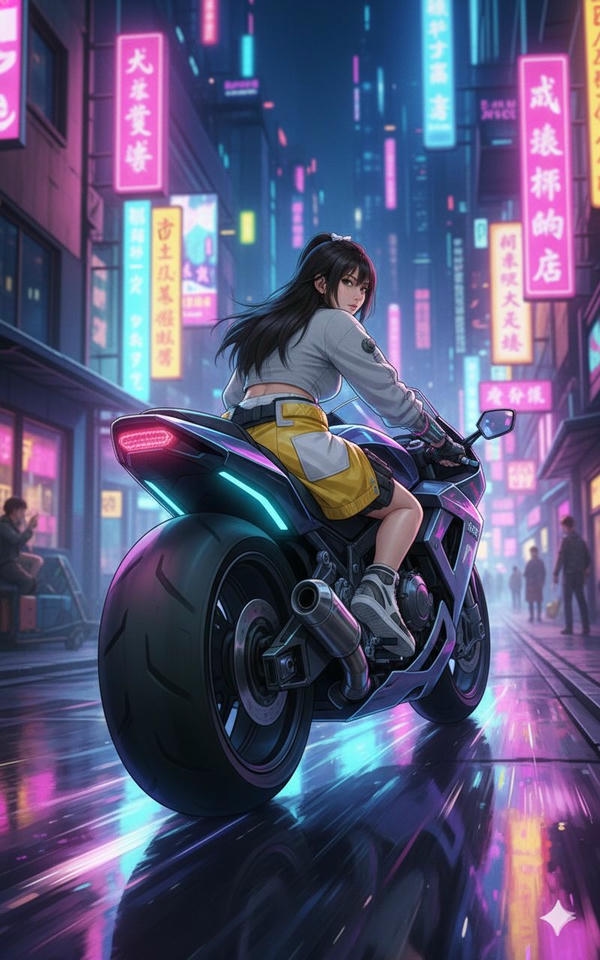 Gái xinh anime cưỡi mô tô đẹp