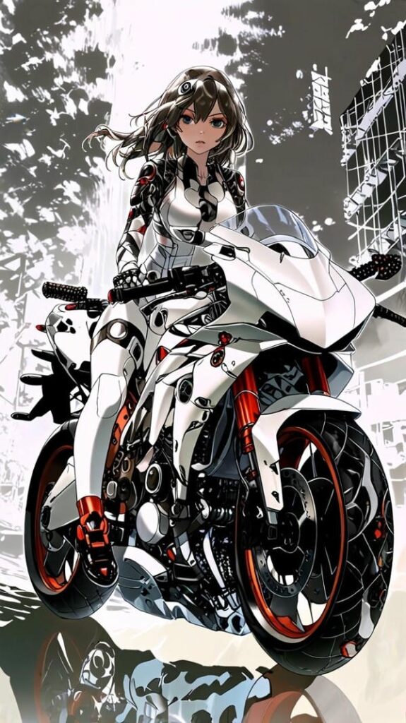 Hình anime gái xinh chạy mô tô