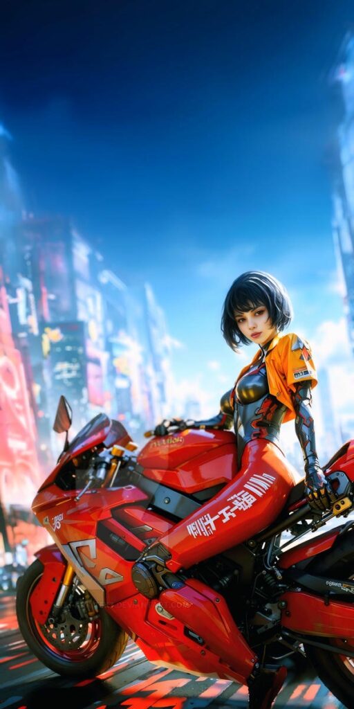 Hình anime gái xinh lái xe