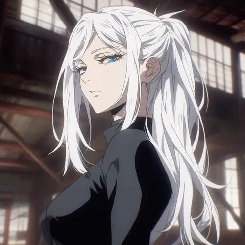 Anime nữ lạnh lùng với ánh mắt sâu và màu sắc lạnh