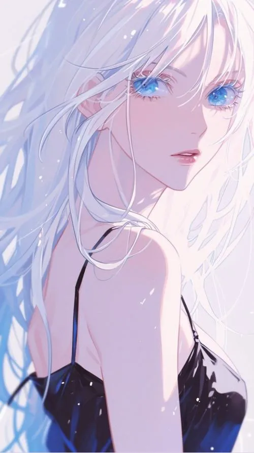 Trắng và nhẹ bao phủ hình ảnh anime nữ tóc trắng