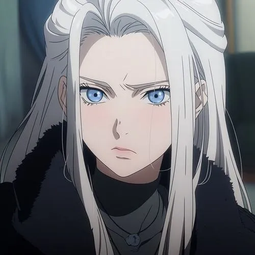 Anime nữ tóc xanh đứng cạnh tóc trắng tạo đối lập mơ màng