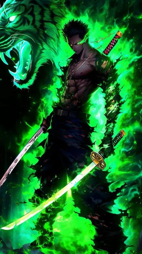 Tải ảnh đẹp Zoro ngầu haki, vết sẹo rõ, ánh nhìn gắt, kiếm phủ giáp đen chắc nịch