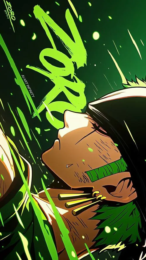 Tải ảnh Zoro ngầu haki vũ trang, giáp đen lì trên kiếm, tay nắm chuôi chắc gọn