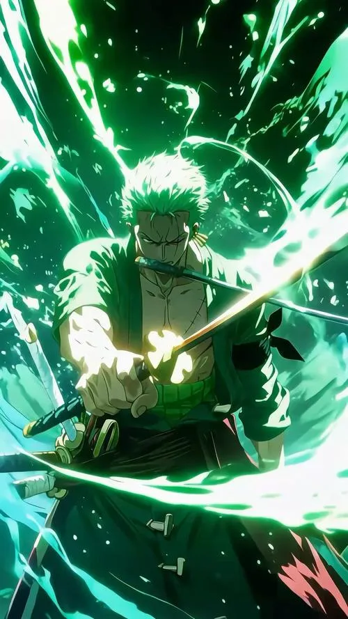 Hình nền đẹp Zoro bùng haki bá vương, tia sét đen quấn quanh lưỡi kiếm đầy áp lực