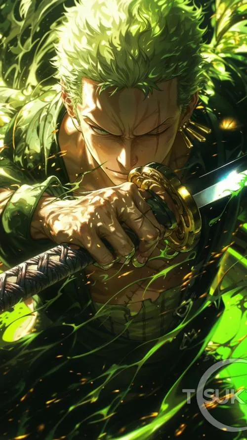 Hình Zoro ngầu haki quan sát, ánh mắt lạnh như băng, cảm giác biết trước ý định đối thủ