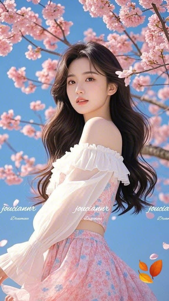 Cô gái xinh tạo dáng bên hoa đào nhẹ nhàng.