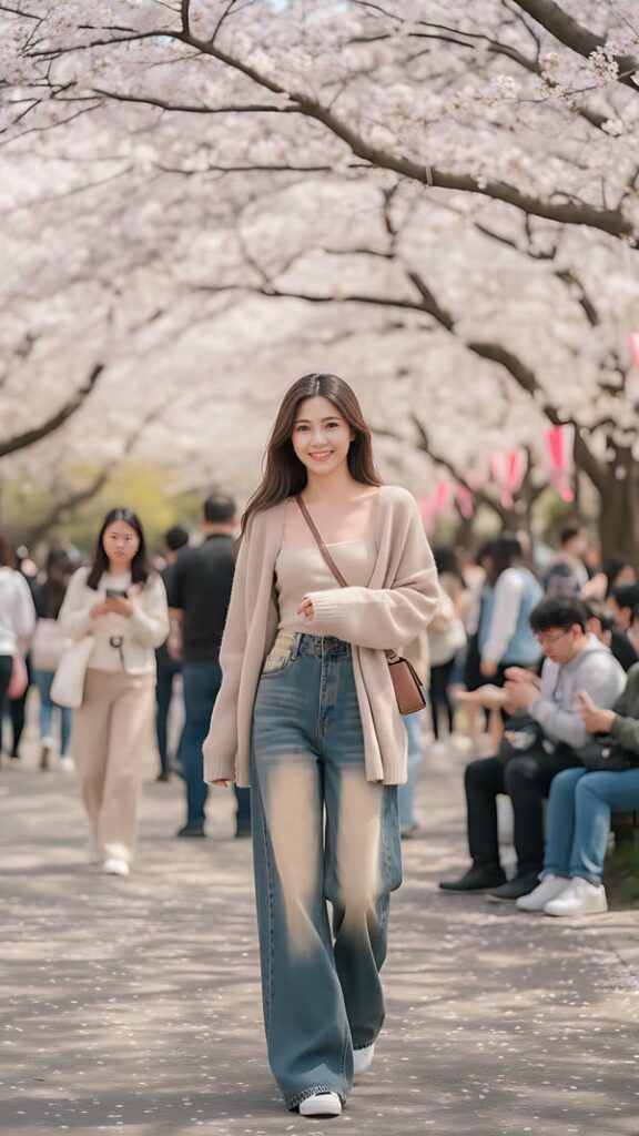 Cô gái xinh tạo dáng dịu dàng bên hoa đào.