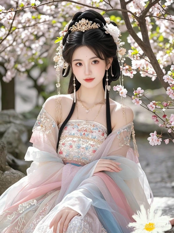 Gái xinh đứng bên hoa đào với nụ cười dịu dàng.