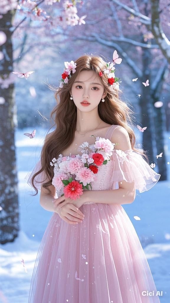 Gái xinh giữa vườn hoa đào lãng mạn.