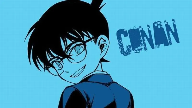 Hình nền 4K Conan đối đầu Áo Đen, bóng đổ dày, màu tương phản mạnh, nhìn rất ngầu.