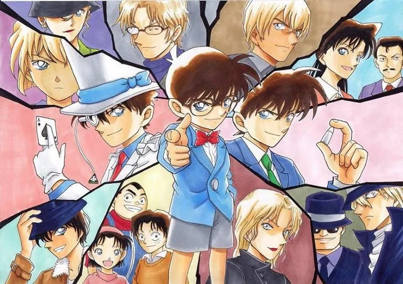 Hình nền anime nhiều nhân vật quen, màu tươi, phù hợp làm ảnh bìa nhẹ nhàng.