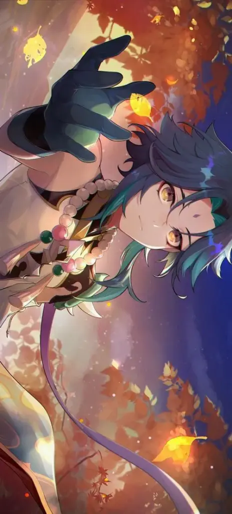 Ảnh fanart Xiao đeo mặt nạ Yaksha, ánh phát quang, gió cuộn, cảm giác bùng nổ
