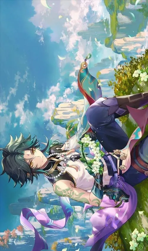 Ảnh fanart Xiao phong cách poster, đường dẫn thị giác mạnh, hợp màn hình rộng